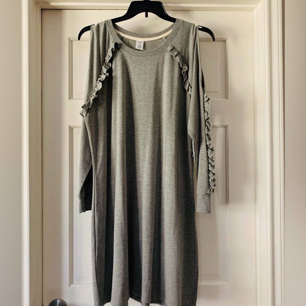 City Streets Gray Cold Shoulder Dress